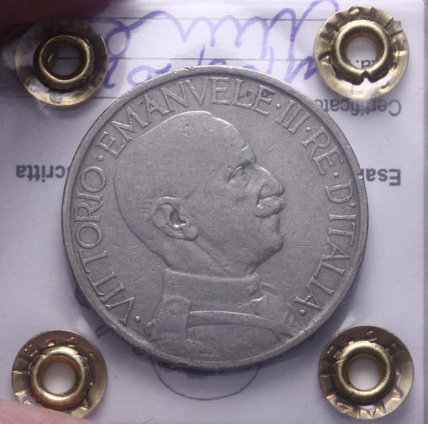 NL* VEIII BUONO DA 2 LIRE FASCIO 1927 MOLTO RARO R2 MB Perizia Filisina Massimo