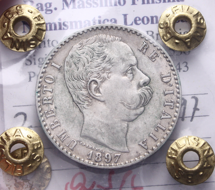 NL* UMBERTO I ITALIA 2 LIRE ARGENTO 1897 ROMA QSPL Perizia Filisina Massimo