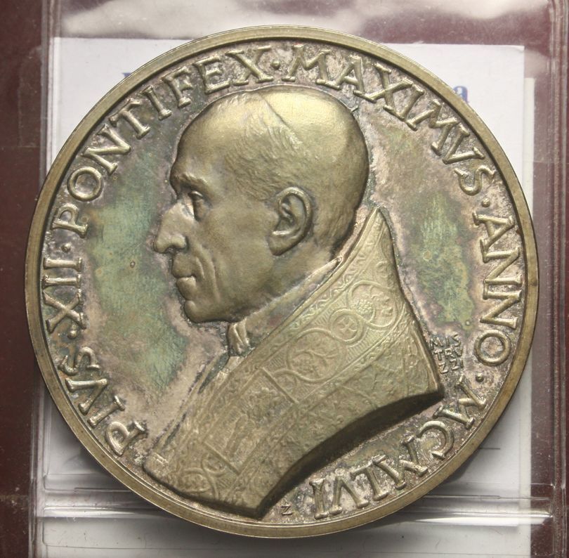 NL * ROME POPE PIUS XII Extraordinary Silver Medal 1956 Peace Justice FDC SP