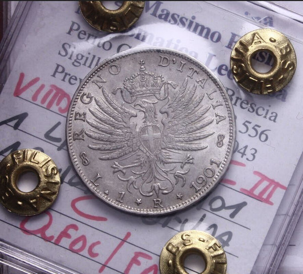 NL* VEIII 1 Lira Silver 1901 SAVOY EAGLE UNC/FDC Filisina Appraisal M.