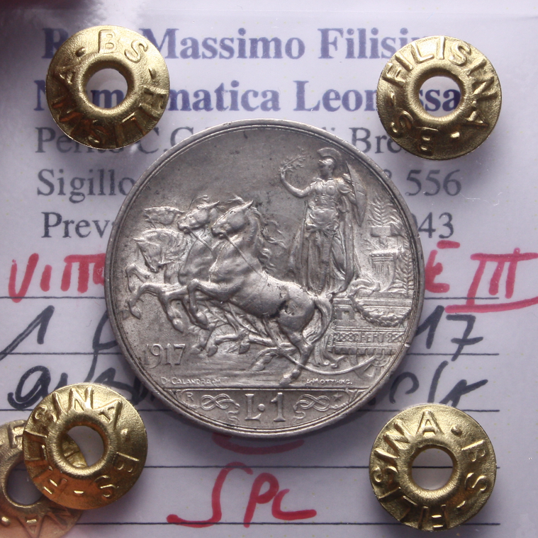 NL* VEIII 1 LIRA ARGENTO 1917 QUADRIGA BRIOSA SPL Perizia Filisina Massimo
