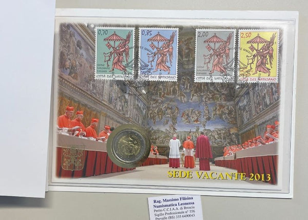 NL* VATICANO SEDE VACANTE 2 Euro 2013 SEDE VACANTE FDC in FOLDER Filatelico