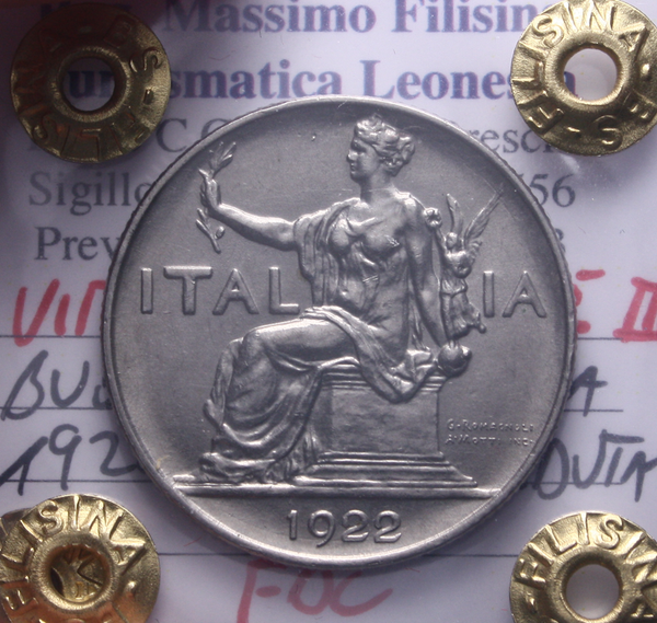 NL* VEIII ITALIA BUONO 1 LIRA 1922 ITALIA SEDUTA FDC Perizia Filisina Massimo