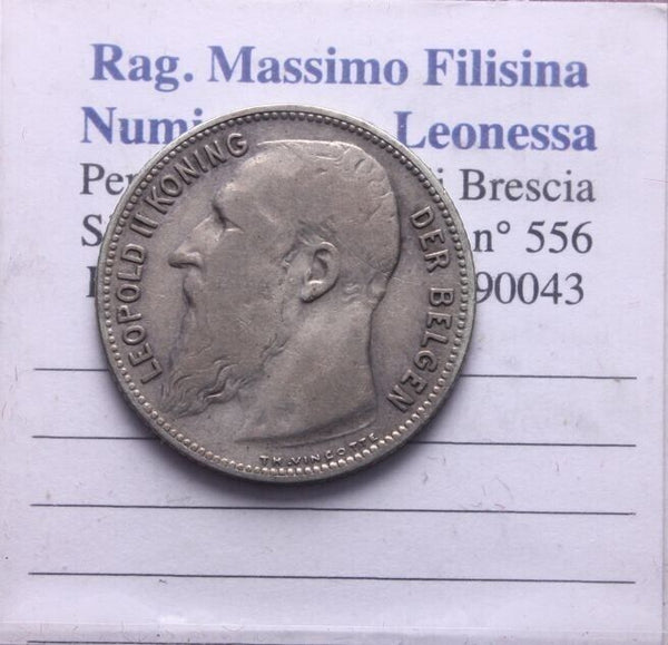 EN* BELGIUM KING LEOPOLD II 1 FRANC Silver 1904