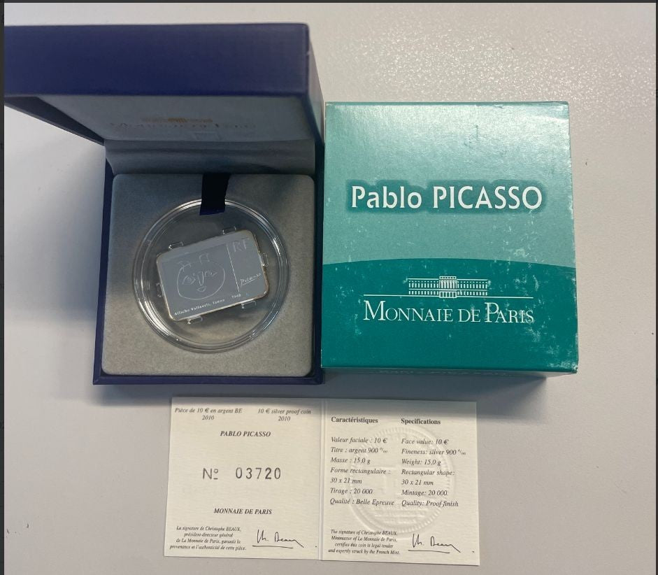 NL* FRANCIA MDP 10 EURO ARGENTO 2010 PABLO PICASSO PROOF set zecca