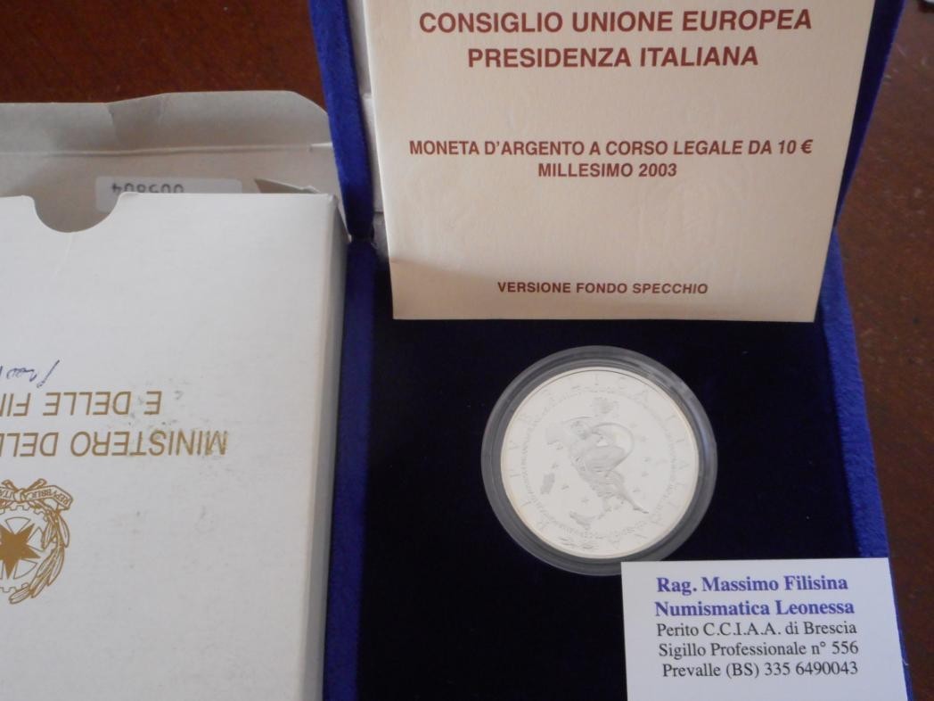 NL* ITALIA Repubblica 10 EURO Argento 2003 PRESIDENZA CEE FDC set Zecca