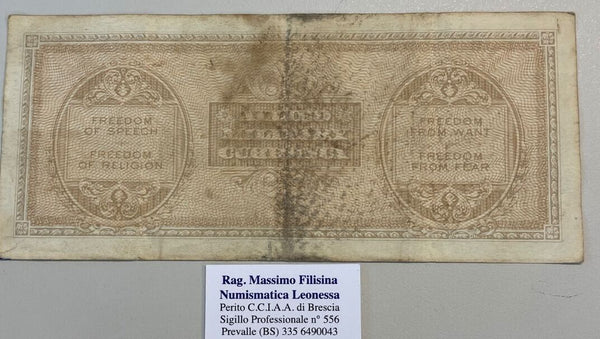 NL* ITALY Banknote MILITARY OCCUPATION 1000 AM LIRE 1943 A Bilingual *393A