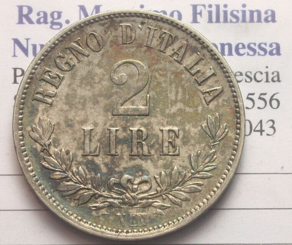 NL* ITALY VEII 2 LIRE Silver VALUE 1863 NAPLES NC Q.SPL Appraisal Filisina M.