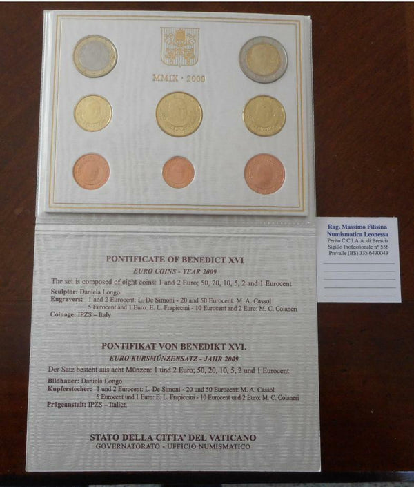 NL* VATICAN Benedict XVI Divisional 2009 8 euro values FDC mint