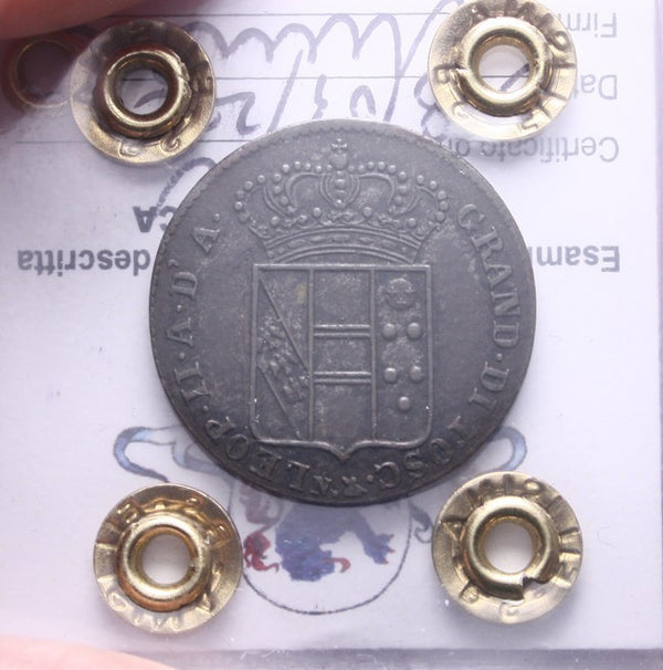 NL* FIRENZE LEOPOLDO II 5 QUATTRINI in rame 1830 BB/SPL Perizia Filisina Massimo