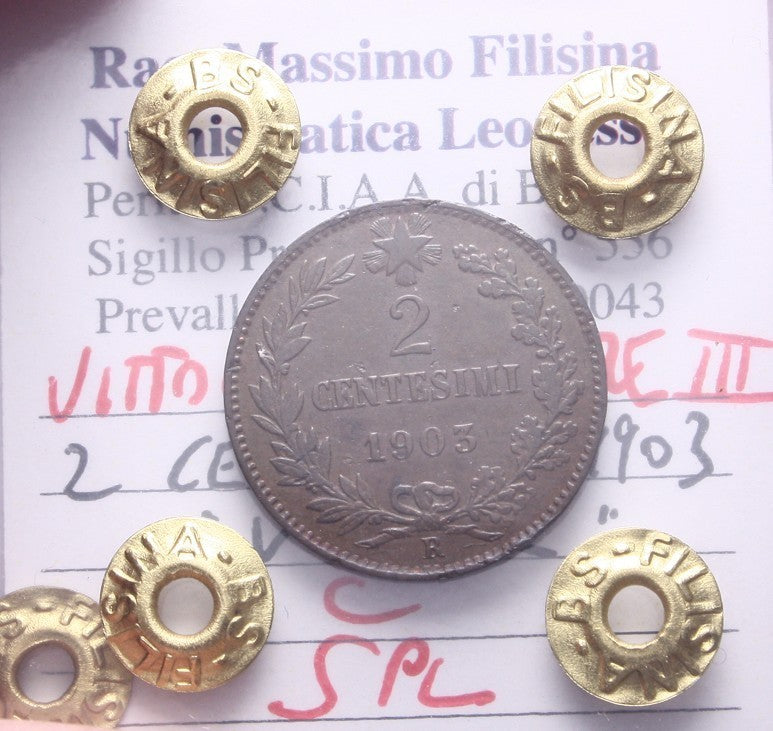 NL* VEIII 2 CENTESIMI VALORE 1903 SPL Perizia Filisina Massimo