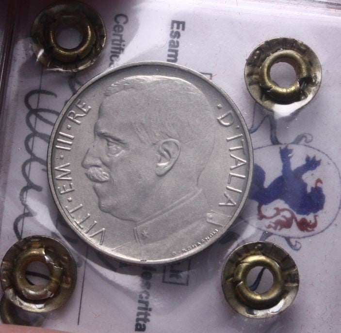 NL* VEIII 50 CENTESIMI LEONI CONTORNO RIGATO 1925 SPL+ Perizia Filisina M