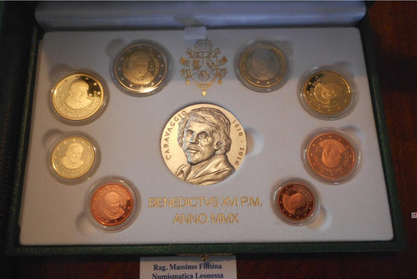 NL* VATICAN BENEDICT XVI Divisional 2010 8 values ​​with Proof Silver MEDAL 