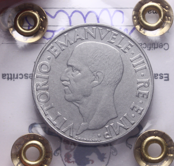 NL* VEIII 1 LIRA IMPERO 1941 XIX MAGNETICA FDC Perizia Filisina Massimo * 2