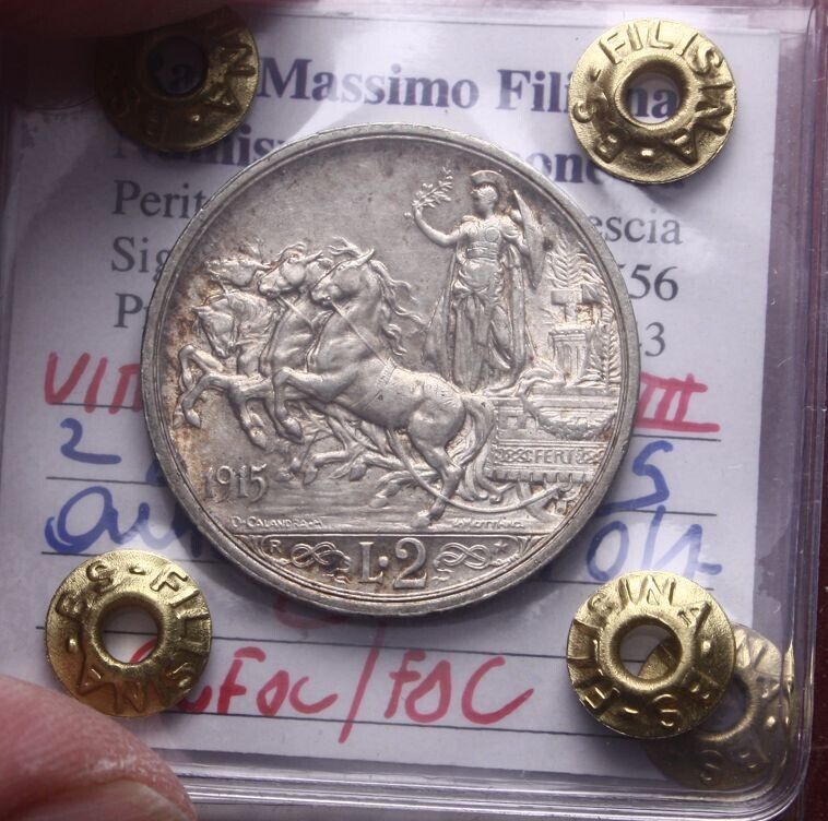 EN* ITL IIII 2 Lire silver QUADRIGA BRIOSA 1915 QFDC/FDC Filisina M. Expert Report