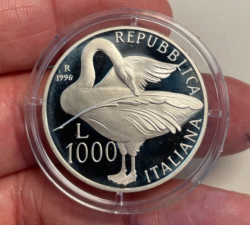 NL*ITALIA 1000 Lire Argento 1996 EUGENIO MONTALE PROOF da Divisionale Zecca Oblò