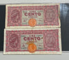 NL* BANCA ITALIA Lotto 2 BANCONOTE DA 100 LIRE ITALIA TURRITA Dicembre 1944