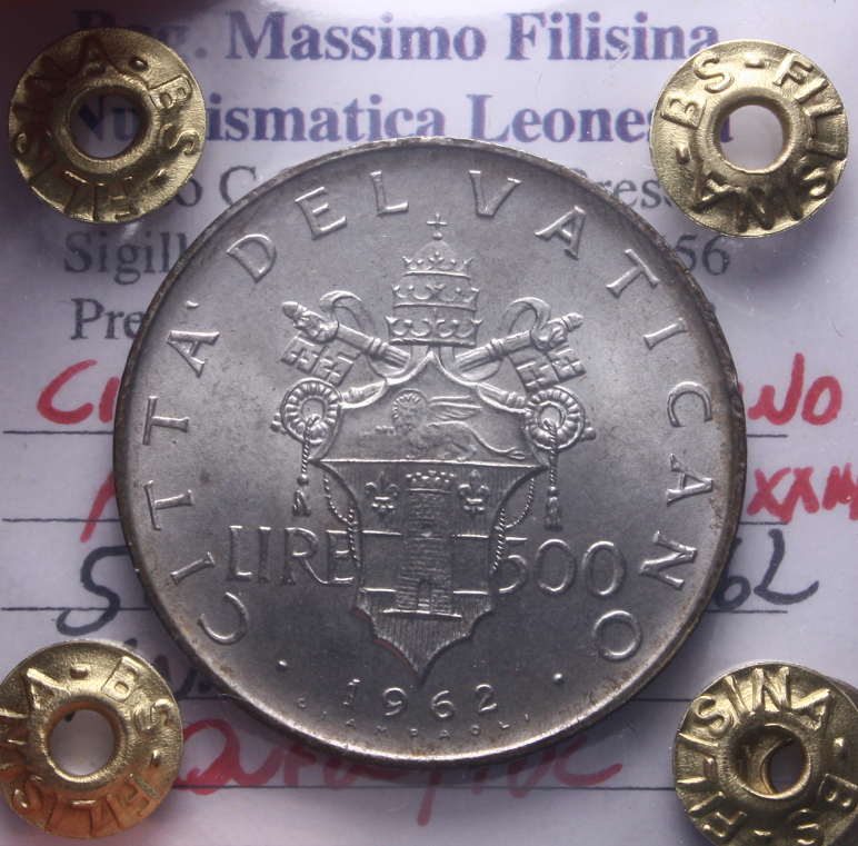 NL* Città del Vaticano GIOVANNI XXIII 500 Lire Ag 1962 QFDC/FDC Perizia Filisina
