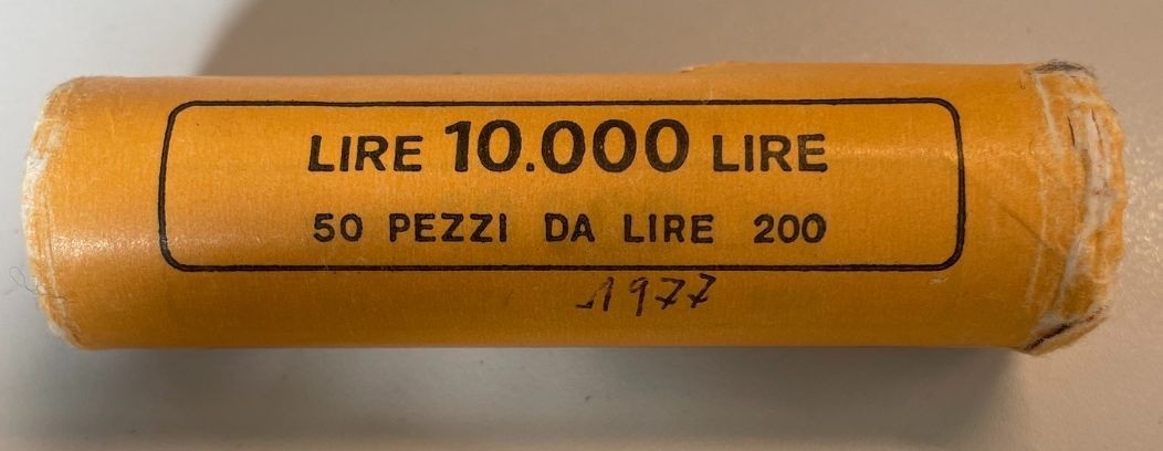 NL* ITALIA ROTOLINO da 50 Pezzi di 200 LIRE BRONZITAL 1977 Fior di conio