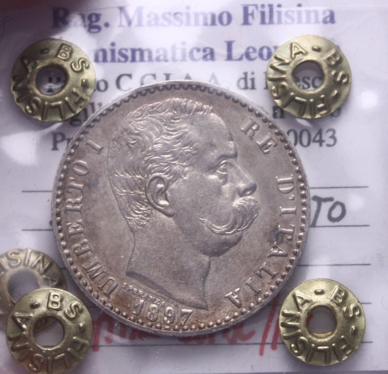NL* UMBERTO I 2 LIRE ARGENTO 1897 ROMA OTTIMO Q.FDC/FDC Perizia Filisina Massimo