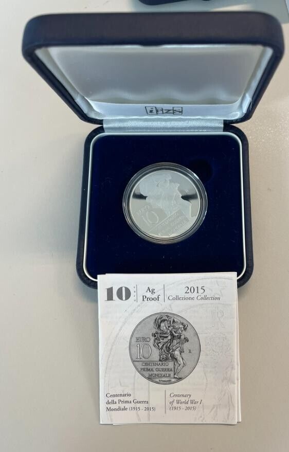 NL* ITALY 10 EURO Silver 2015 CENTENARY OF THE FIRST WORLD WAR PROOF set AR*