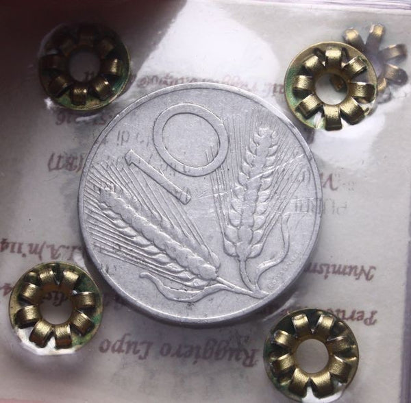 NL* ITALIA 10 LIRE SPIGHE 1952 ASSE SPOSTATO di 115 GRADI BB Perizia LUPO R.