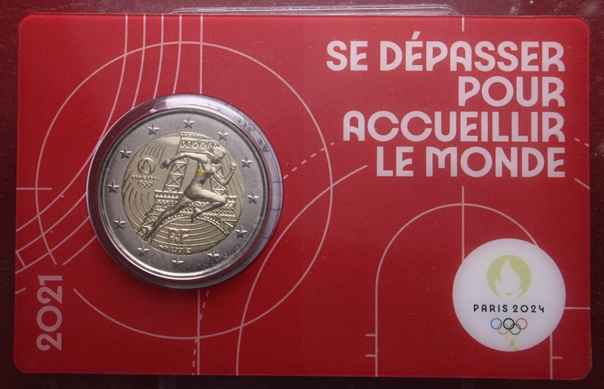 NL* FRANCIA 2 EURO 2021 OLIMPIADI PARIGI 2024 Atletica FDC coin card