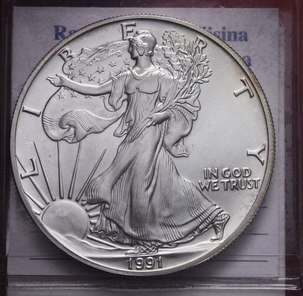 NL* STATI UNITI 1 DOLLARO ARGENTO 1991 1 ONCIA ARGENTO PURO Liberty Walking