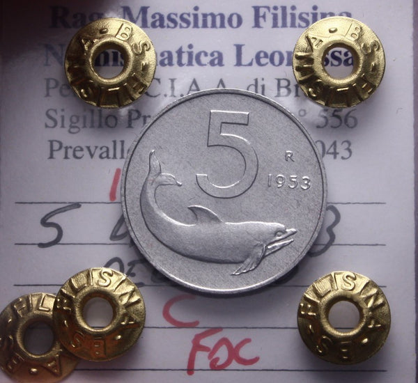 NL* Italia Repubblica 5 LIRE DELFINO 1953 FDC Perizia Filisina Massimo