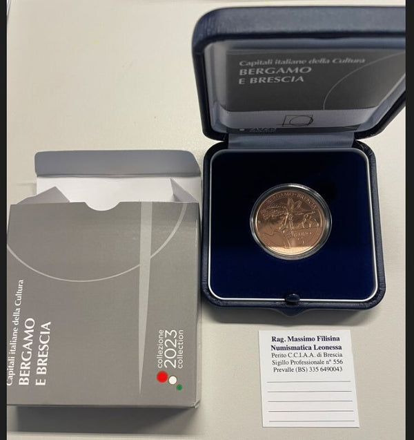 NL* ITALIA 5 Euro 2023 BERGAMO E BRESCIA CAPITALI DELLA CULTURA FDC  Set Zecca