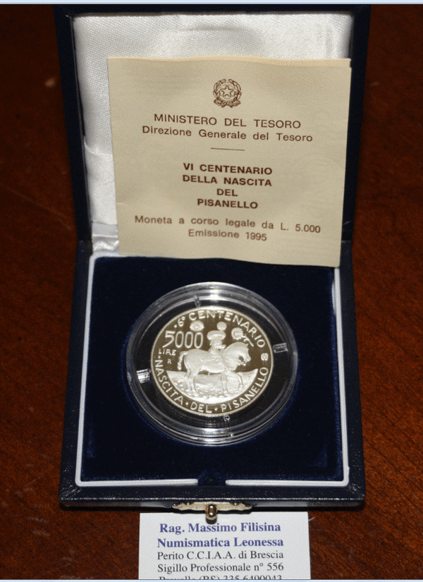 NL* ITALY Republic 5000 Lire Silver 1995 Birth of Pisanello PROOF SET Mint