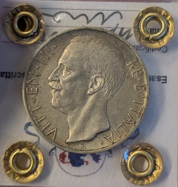 NL* VEIII 10 LIRE Argento BIGA 1927** 2 ROSETTE BB/SPL /SPL Perizia Filisina M.