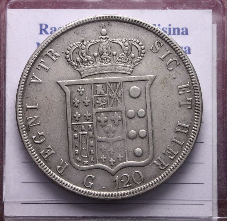 NL* NAPOLI FERDINANDO II Piastra 120 GRANA argento 1840 Ottima Conservazione