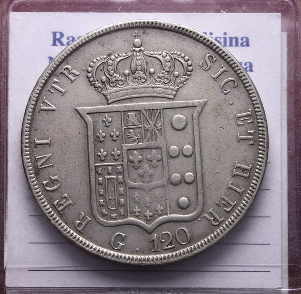 NL* NAPOLI FERDINANDO II Piastra 120 GRANA argento 1840 Ottima Conservazione