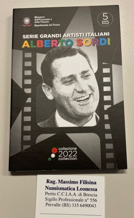 NL* ITALIA Repubblica 5 EURO 2022 ALBERTO SORDI PROOF set zecca