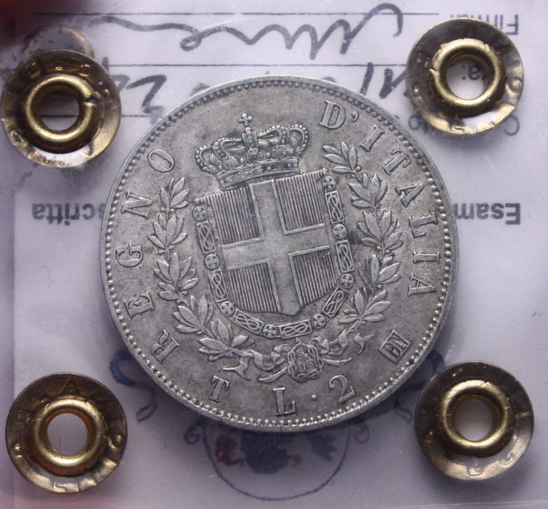 NL* VEII 2 LIRE ARGENTO STEMMA 1863 TORINO NC QSPL Perizia Filisina Massimo