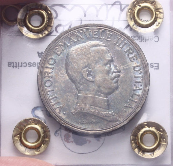 NL* VEIII Italia 2 LIRE ARGENTO 1915 QUADRIGA BRIOSA QFDC/FDC Perizia Filisina