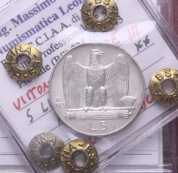 NL* VEIII 5 LIRE ARGENTO AQUILOTTO 1929 ** 2 rosette QFDC/FDC Perizia Filisina