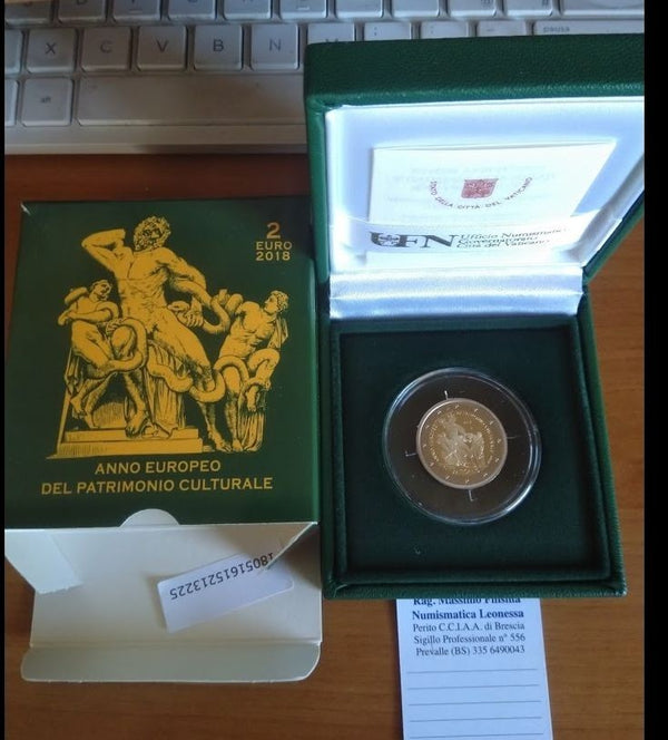 NL* VATICANO 2 EURO 2018 PATRIMONIO CULTURALE EUROPEO Proof set zecca