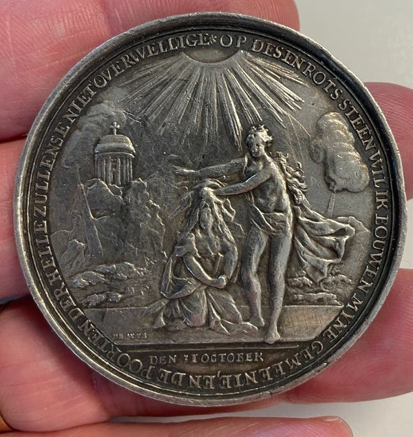 NL*OLANDA GERMANIA MEDAGLIA Argento 1717 2° Centenario riforma Martin Lutero *R*