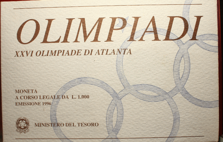 NL* ITALIA REPUBBLICA 1000 Lire Argento 1996 OLIMPIADI di ATLANTA FDC set zecca