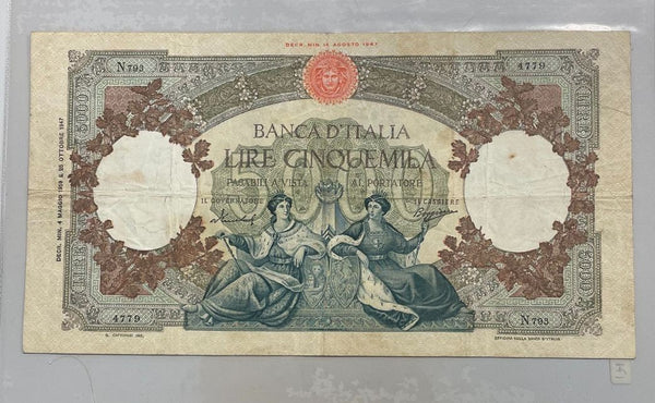 NL* BANCA D'ITALIA Banconota 5000 Lire REGINE DEL MARE 4 MAGGIO 1959 N793