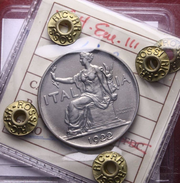 NL* VEIII ITALIA BUONO 1 LIRA 1922 ITALIA SEDUTA SPL/FDC perizia Riccardo Rossi