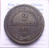 NL* STATO PONTIFICIO PAPA PIO IX 2 BAIOCCHI Rame 1851 ZECCA BOLOGNA RARO