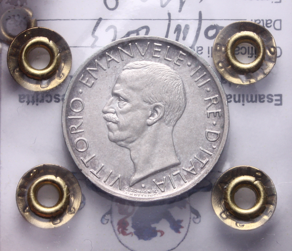 NL* VEIII Italia 5 LIRE ARGENTO AQUILOTTO 1930 SPL Perizia Filisina Massimo