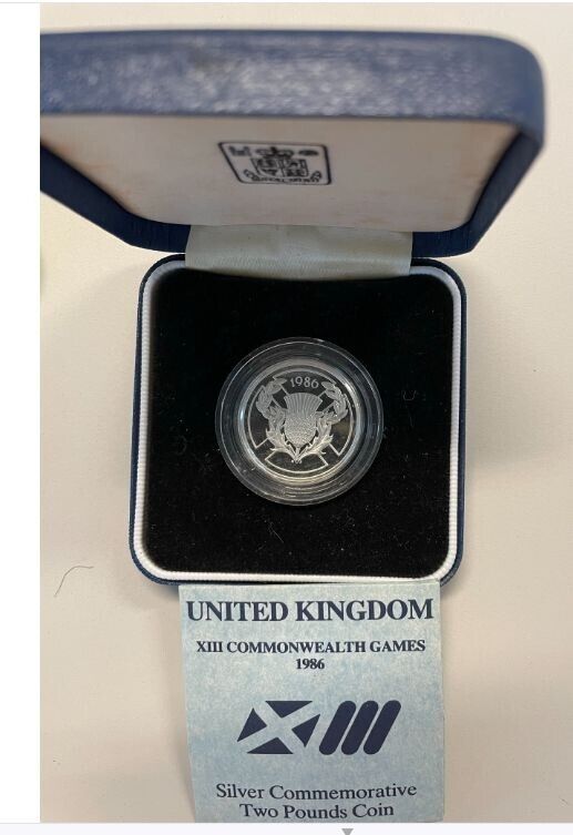 NL* GB UK ELISABETTA II 2 TWO POUND SILVER Silver 1986 COMM.GAMES Proof