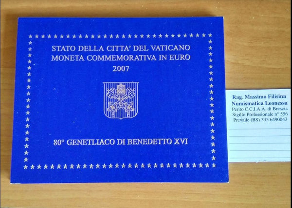NL* CITTA' DEL VATICANO BENEDETTO 2 Euro 2007 80° GENETLIACO DEL PAPA FDC