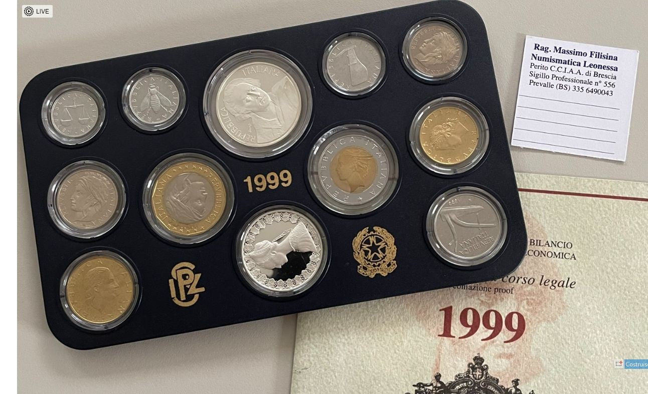 NL* ITALIA Divisionale 1999 V. ALFIERI con 500 E 1000 LIRE Argento PROOF NO AST