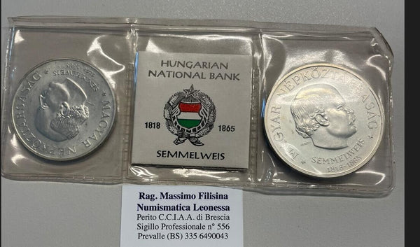 EN* HUNGARY HUNGARY 100 + 50 FORINT Silver SET 1966 SEMMELWEIS FDC Unc