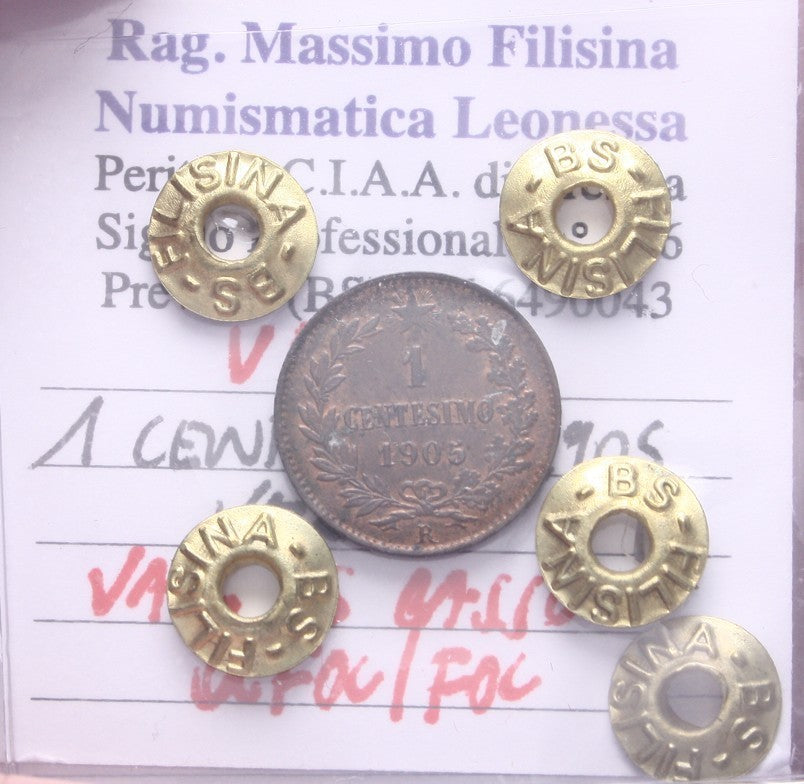 NL* VEIII 1 CENTESIMO 1905 VARIANTE S BASSO QFDC/FDC Perizia Filisina Massimo